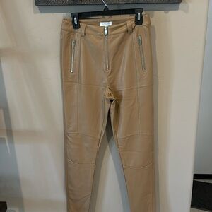 Topshop Tan Skinny Biker Faux Leather PU Trousers | light-brown skinnies